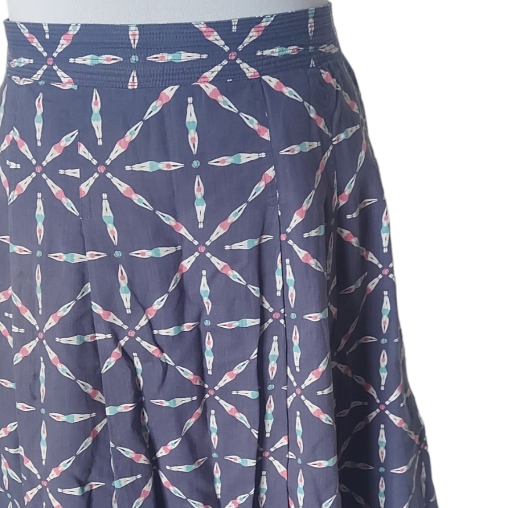 Seasalt Serene Womens Skirt UK Size 12 Blue with Synchronised Swimmers Pleated - Picture 2 of 8